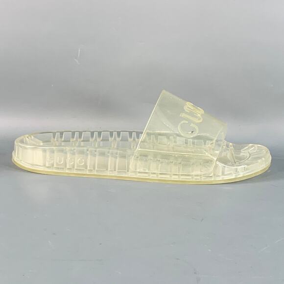 GUCCI Size 10.5 Clear Transparent Logo Rubber Slide Sandals - Picture 2 of 10